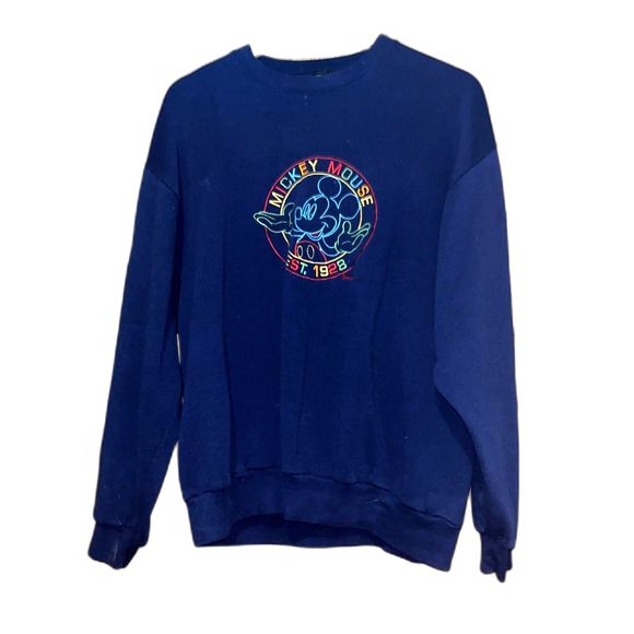 Vintage Disney Mickey Mouse Velva Sheen Women's L USA Made Embroidered Crewneck - Picture 1 of 9